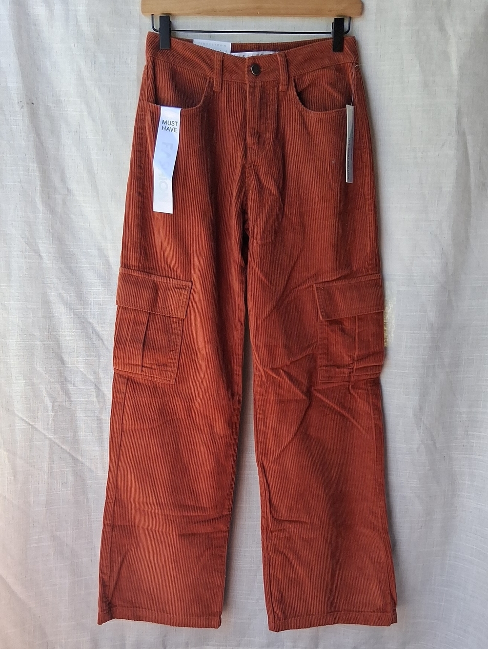 Tinseltown Rust Orange Corduroy Cargo Pants 0